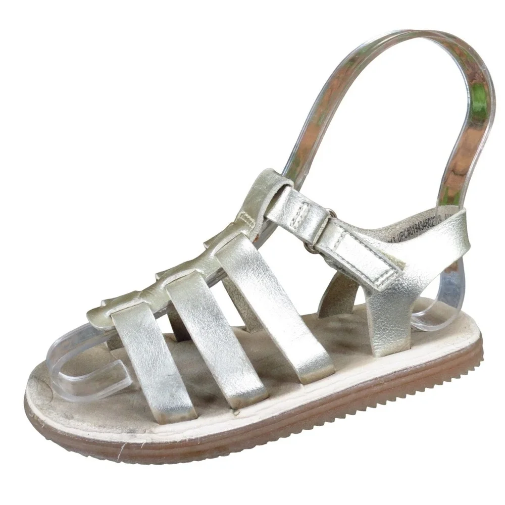 Wonder Nation Fisherman Toddler Girls Sandal Size 11C Casual Gold‎ Metallic